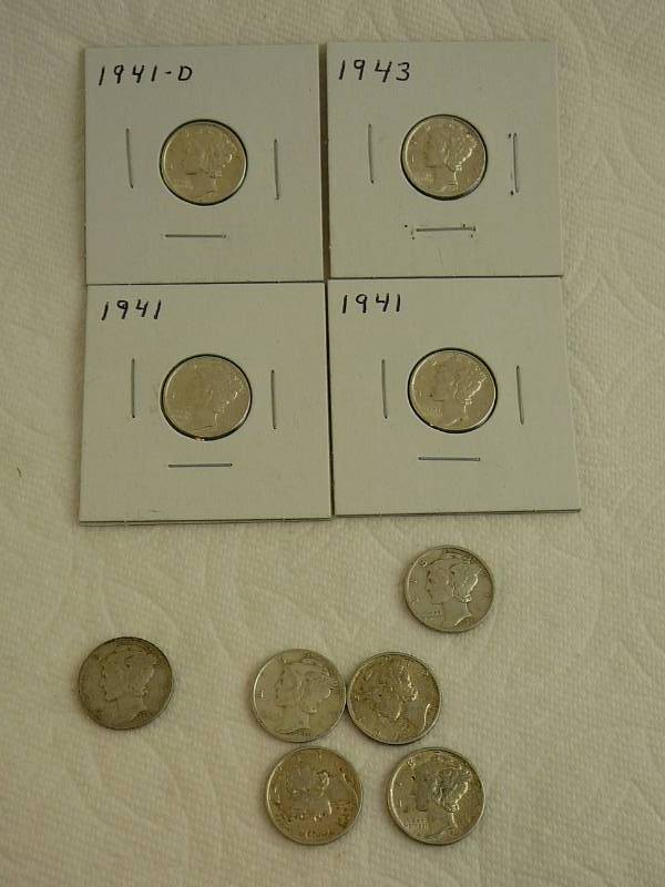 lot 108 image: 10 - Mercury Dimes