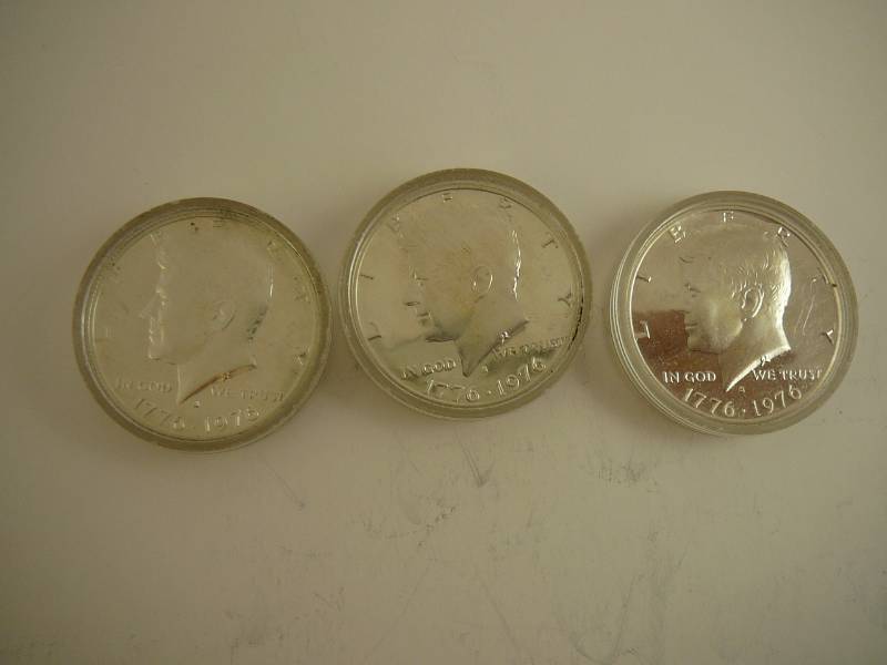 lot 116 image: 3- 1776-1976 Proof Kennedy Bicentienial