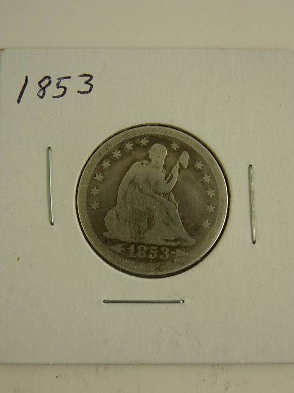 lot 124 image: 1853 Seated Liberty Quarter