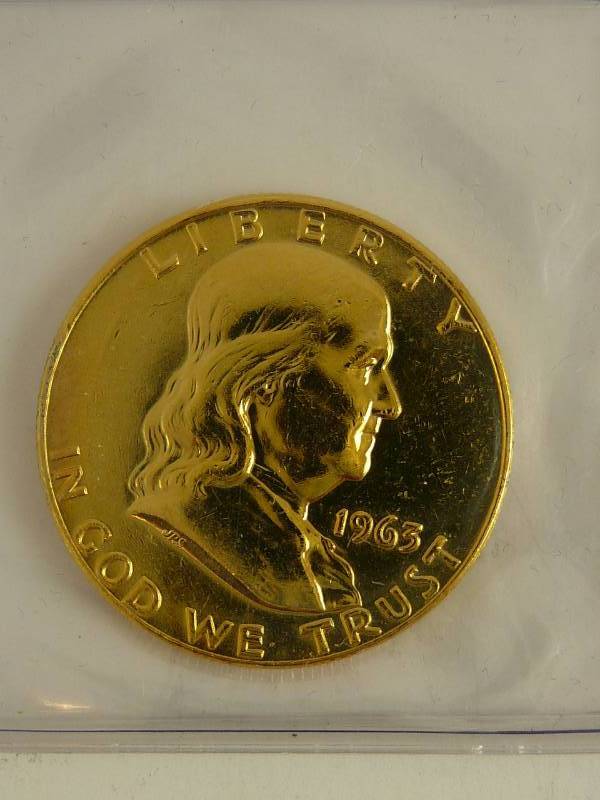 lot 138 image: 1963 Franklin Half Dollar Gold color