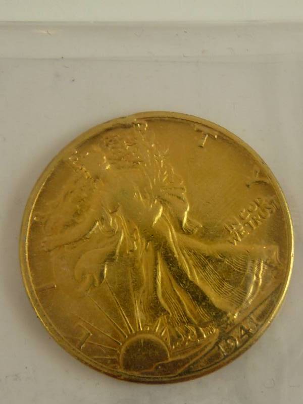 lot 139 image: 1941 Walking Liberty Half Dollar Gold Color
