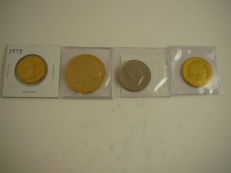 lot 140 image: Barber $1, Sacagawea $1, Eisenhower $1, 12$ Proof