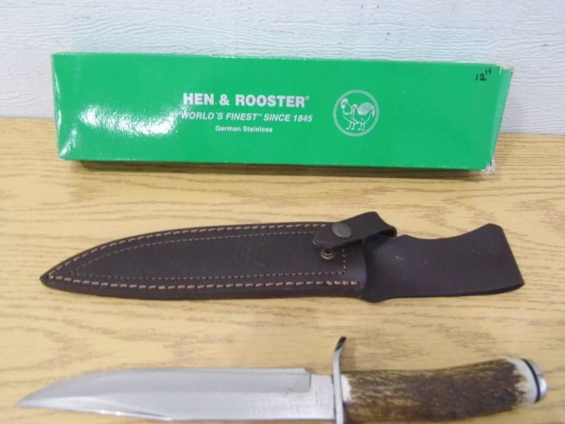 Hen and Rooster Knife w Sheath