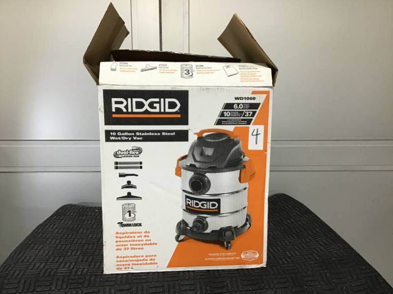 lot 4 image: RIDGID 10 Gal. 6.0 Peak HP Stainless WetDry Vac