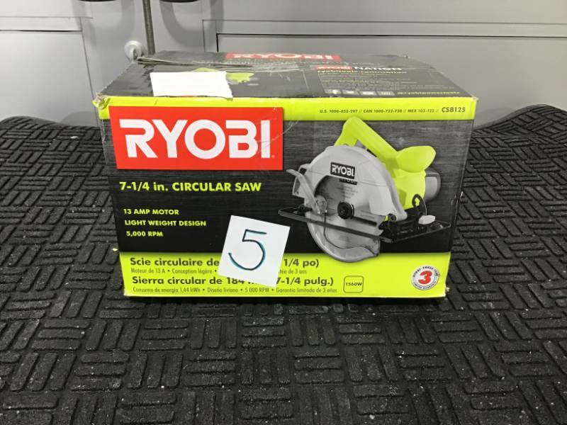 lot 5 image: RYOBI 13 Amp 7-14 in. Circular Saw