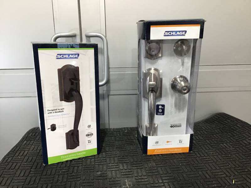 lot 6 image: SCHLAGE Deadbolt Door Handleset- LOT OF 2