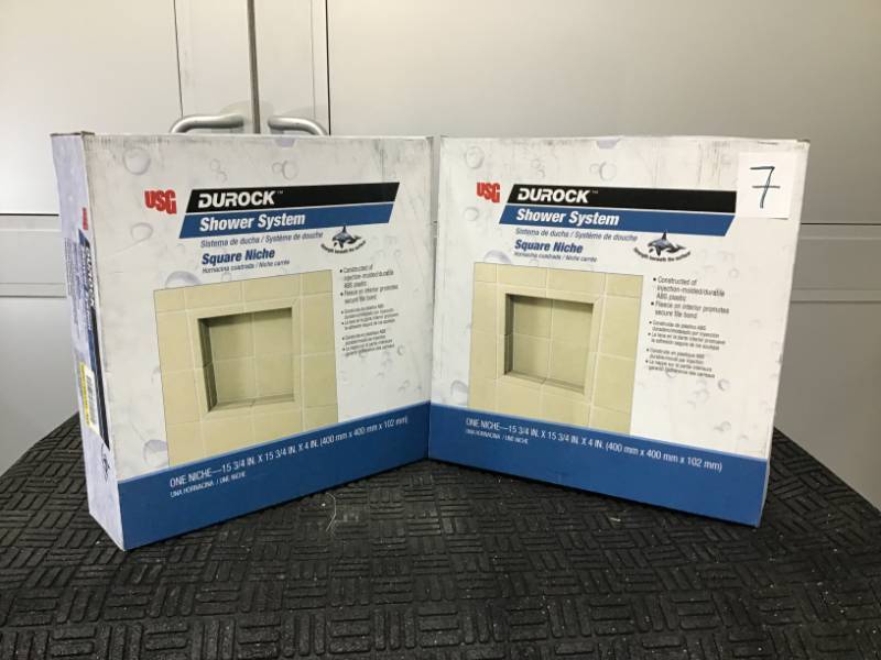lot 7 image: USG Durock Brand 16 in. x 16 in. x 4 in. Shower Niche- Lot of 2