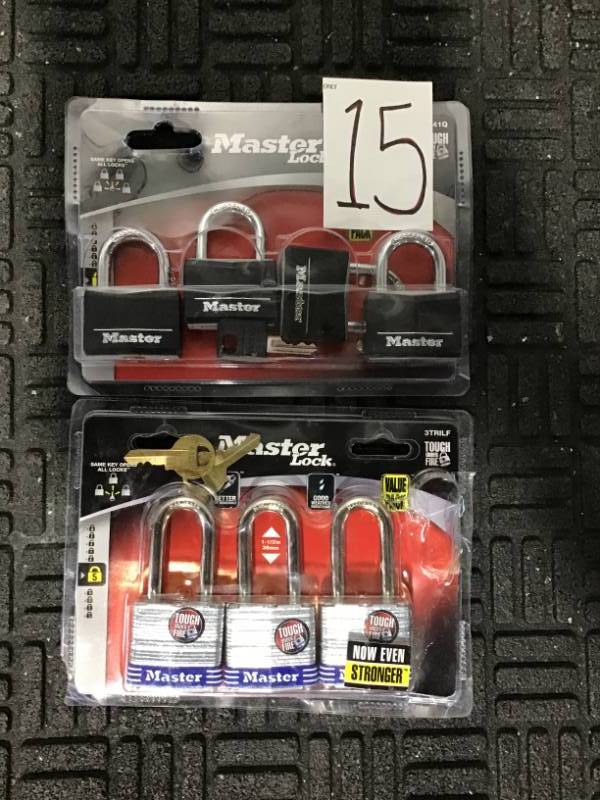 lot 15 image: MASTERLOCK Lot of 7 locks with keys, multiple models- see photos