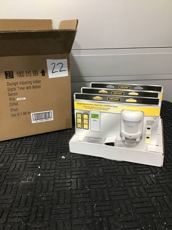 lot 22 image: DEFIANT In-Wall Digital Timer with Motion Sensor Lot of 3 timers- NEW