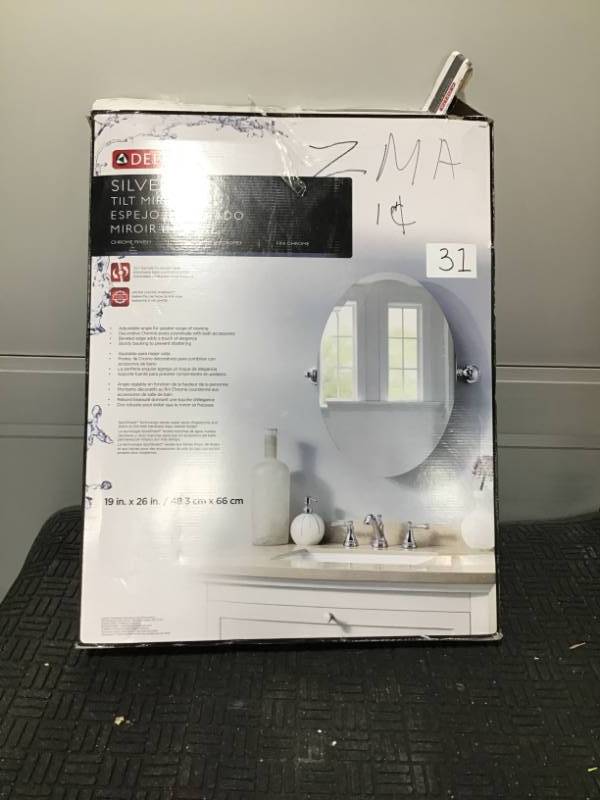 lot 31 image: DELTA Silverton 26 in. H x 22 in. W Single Wall Mirror in Chrome