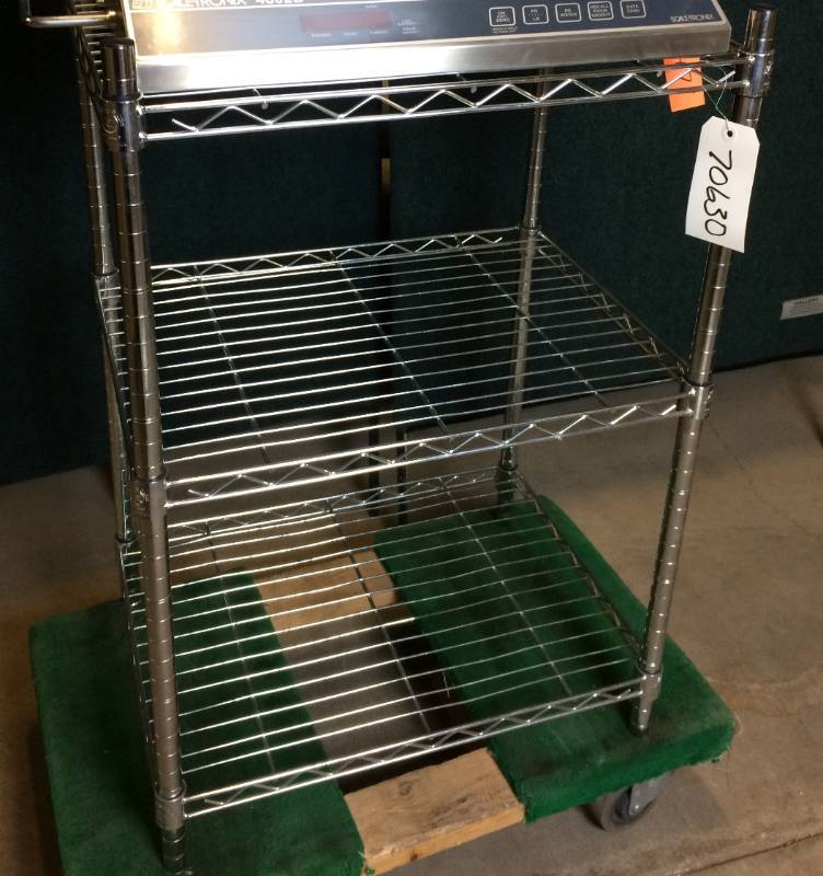 lot 6 image: Shelftech Systems NFS Approved Heavy Duty Three shelf Stainless Steel Wire Rack Racking - Great Condition&nbsp24w x 18 d x 36h   