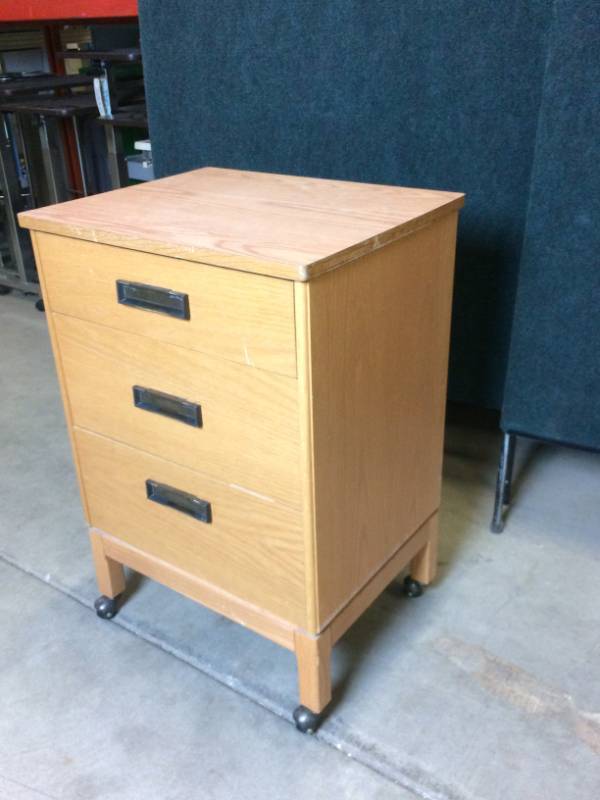 Wood Hospital Room 3 Drawer Dresser Cabinet