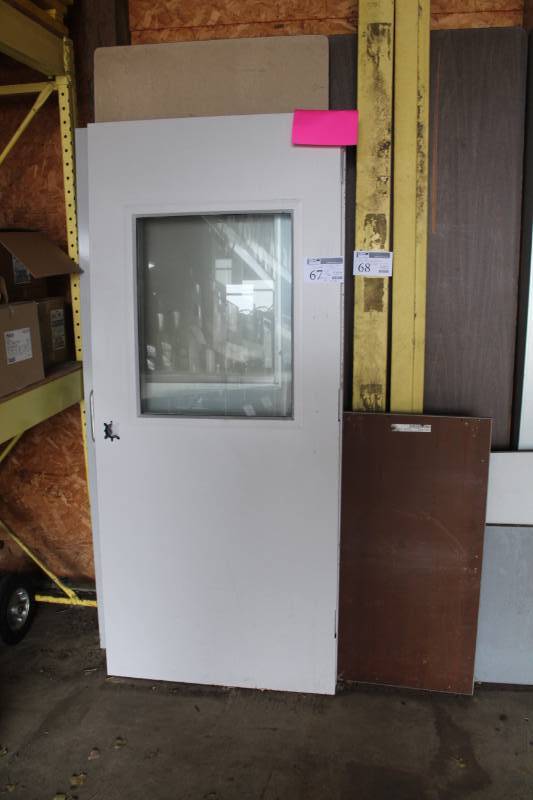 lot 67 image: Commercial Metal Doors, 8ft. Folding Tables, 10ft. Ducting, Table Tops