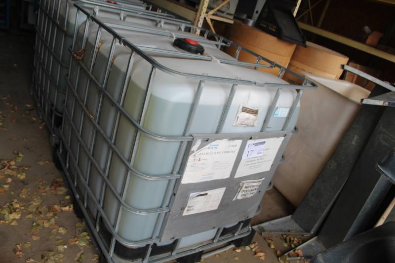 lot 17 image: Bulk Glycol 33% Water 67% Mix 250-Gallon Poly ContainerMetal Cage