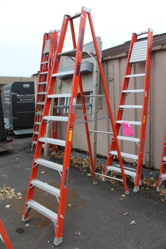 lot 35 image: Lot of (2) Louisville 8ft. Commercial Platform Ladders
