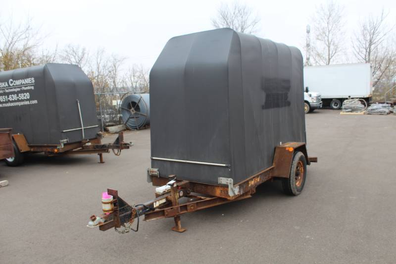 lot 13 image: Fabric Over Steel Frame Enclosed Metal Bed Single Axle Trailer with Rear Ramp