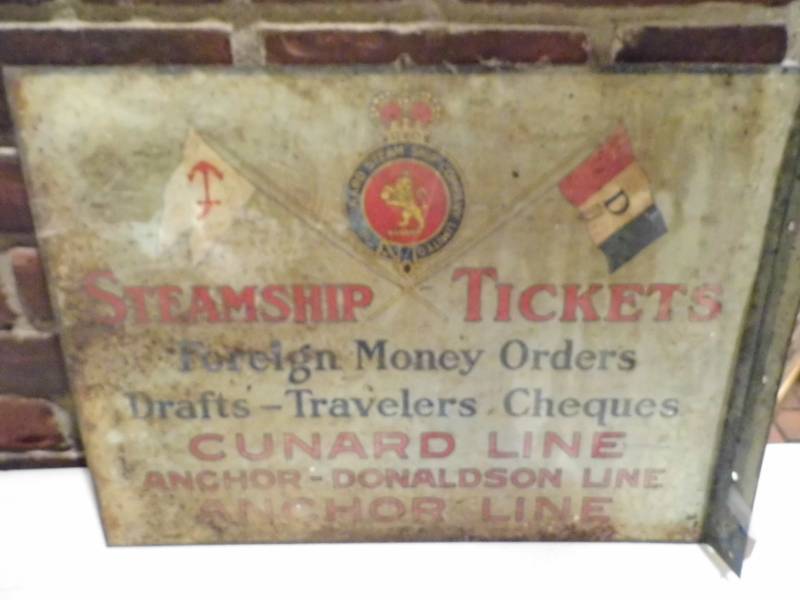 lot 317 image: Steam Ship Ticket Sign