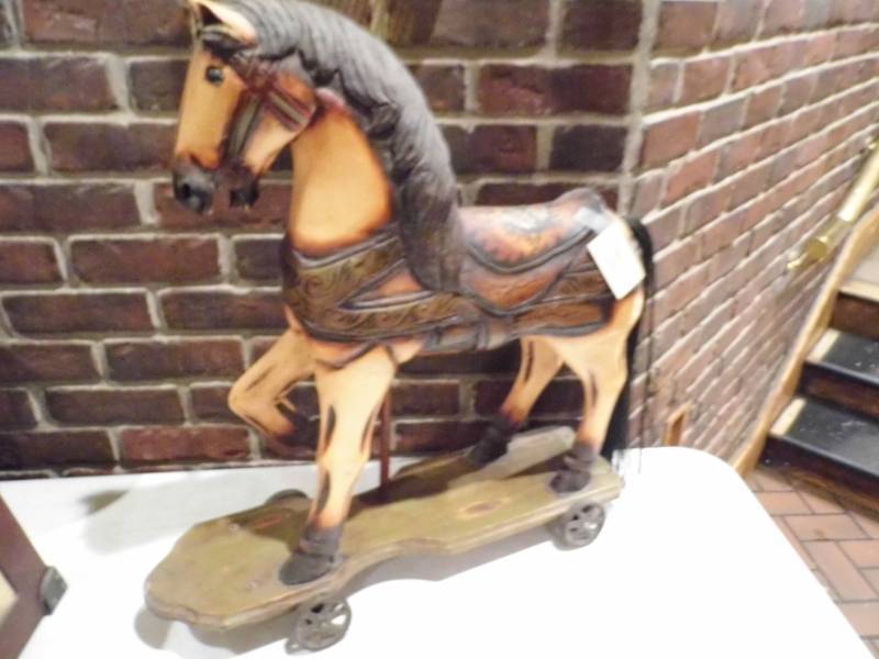 lot 318 image: Wooden Horse on Wheels
