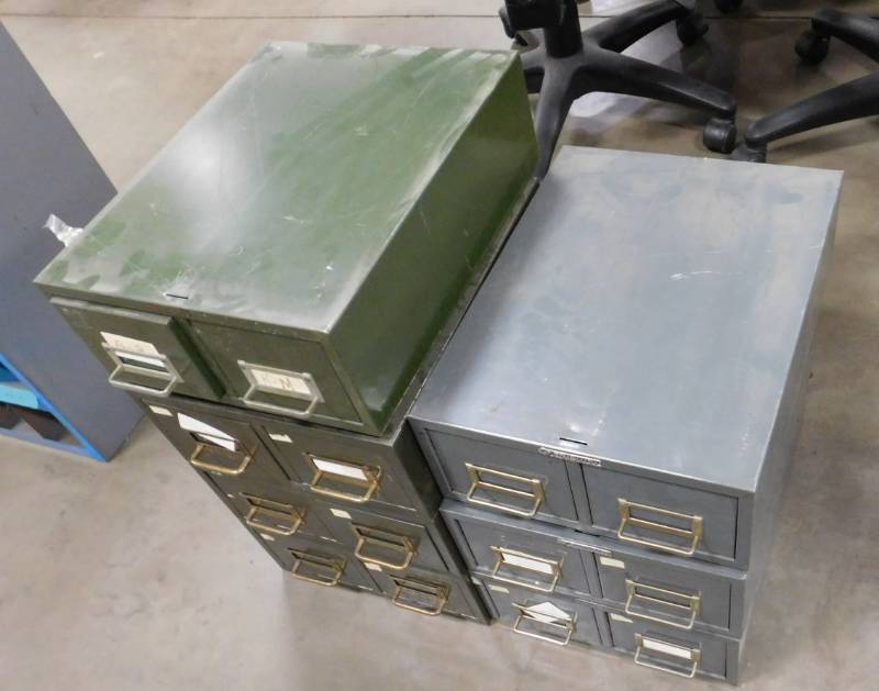Misc. Lot of Metal Card File Drawers