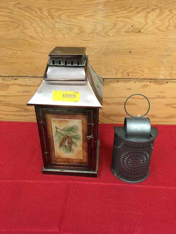 lot 236 image: Lantern & Natural Metal Can