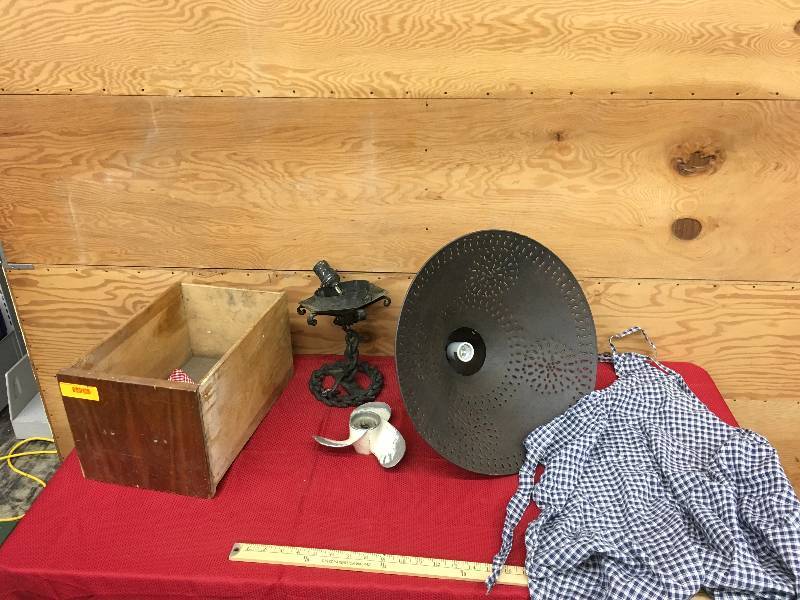 lot 240 image: Two Light Fixtures, Apron, & Propeller