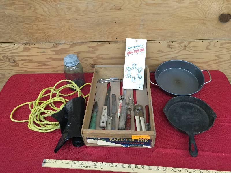 lot 241 image: Pots, Pans, Utensils, Jar, String, & Garbage Bags