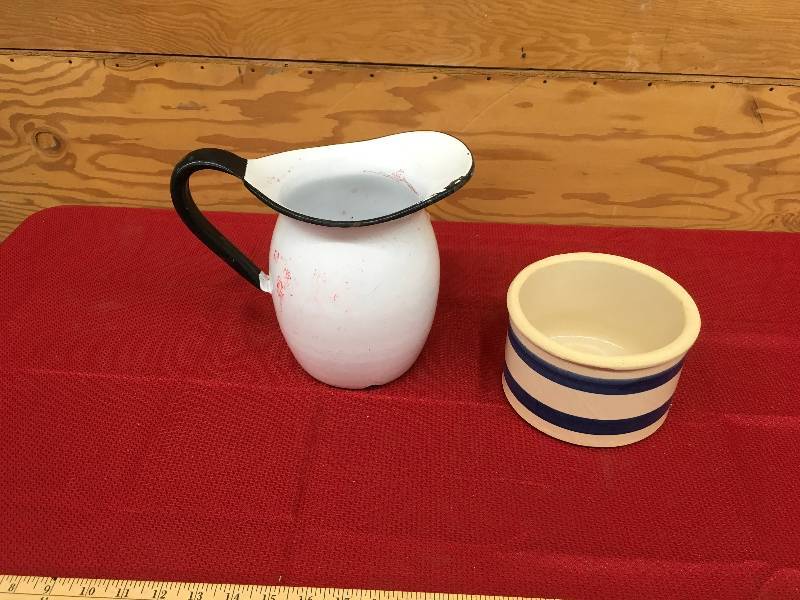 lot 259 image: Old Fashioned Pitcher & Pottery Bowl