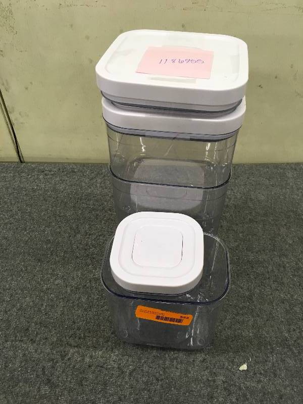 lot 533 image: Oxo Softworks 3 Piece Pop Canister Set, Retail $19.99