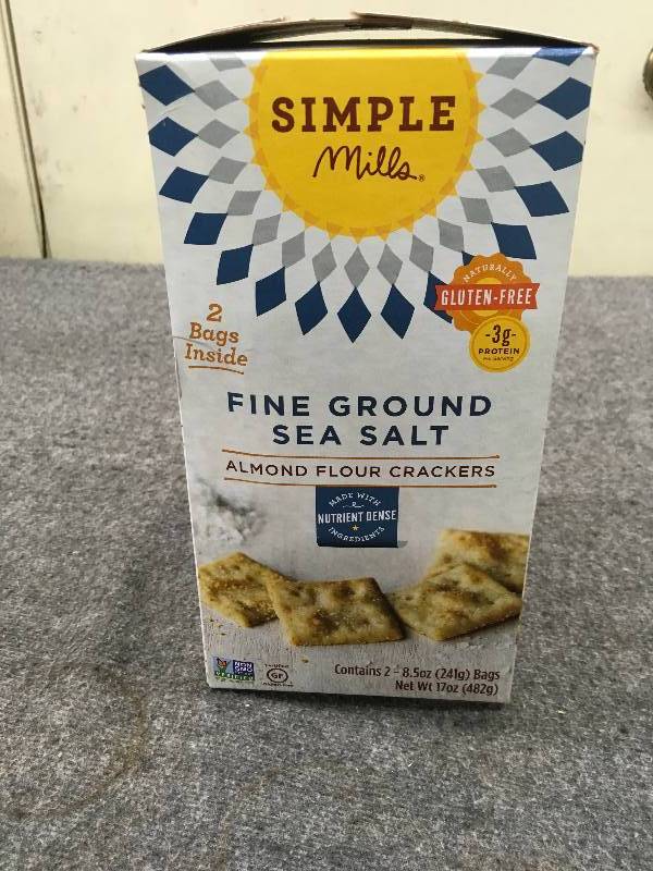 lot 547 image: Simple Mills Fine Ground Sea Salt Almond Crackers, Retail $8.69