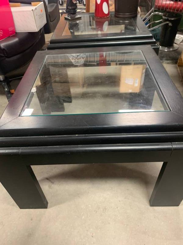 lot 93 image: Lot of 2 Glass Coffee Tables & Accessories