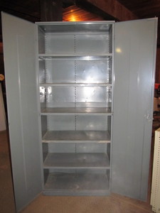 Large Industrial Steel Hallowell 2-Door Storage Cabinet w Shelving 18 Depth