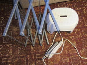 lot 255 image: Stool, Drying Rack, Power Strips