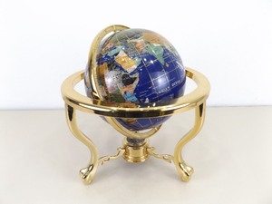 lot 2 image: Mint New High End Brass Base 13 Gemstone Globe