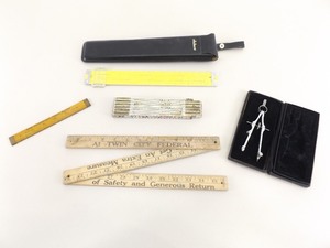 lot 39 image: Lot of Collectible Wood Rulers etc.