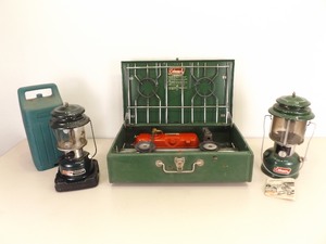 lot 41 image: Coleman Camping Stove, and 2 Coleman Lanterns