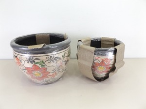 lot 82 image: 2 NEW Large, Heavy Ceramic Planters Packed in Original Saran and Cardboard