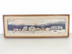 lot 85 image: Wood Framed Norman Rockwell Main Street Stockbridge Print