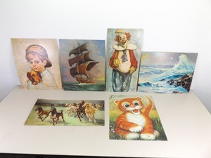 lot 88 image: Lot of Unframed Vintage 1960s Kitsch etc. Lithos on Cardboard