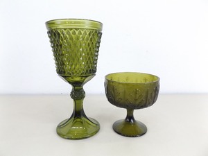lot 93 image: 2 Large Green Glass Footed Compotes 