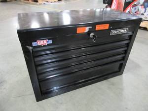 lot 404 image: Craftsman 26-in W x 17.25-in H 5-Drawer Ball-bearing Steel Tool Chest Black, CMST22654BK Includes Key.