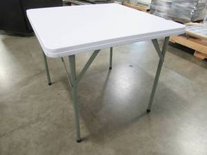 lot 415 image: White Folding Table, 34 x 34 SPT323229 - Slight Dent