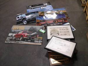 Ford F-150 and Super Duty Truck Promotional Brochures, Commemorative Wall Clock, Ford Opening Day Wall Art, Boyer Ford Trucks 25-Anniversary Plaque, Boyer Ford Trucks Golden Shovel Award