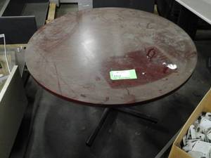 48in. Round Wood Top Metal Pedestal Table