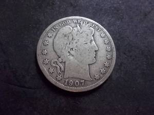 lot 70 image: 1907 D Barber Half Dollar