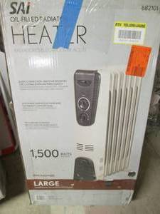 lot 19 image: SAI Oil Filled Heater (Large) 1500W Open Box Untested Pallet