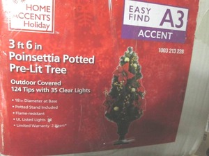 lot 23 image: 3 6 Pre-Lit Poinsettia Potted Tree Sealed Box Pallet