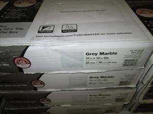 lot 83 image: 5 Cases Grey Marble 12 x 12 tiles, 30 per case