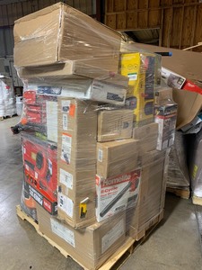 lot 12 image: Beautiful Full pallet of Retail return overstock and open box clean good tools chainsaw heater blower hardware