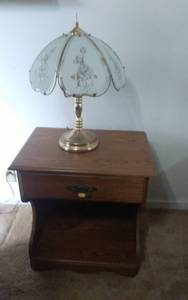 lot 2 image: Side Table With Drawer (22x16x24) With Lamp