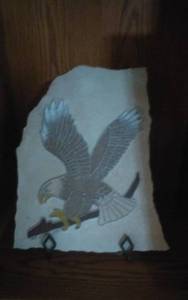 lot 5 image: Eagle Etched In Stone With Easel
